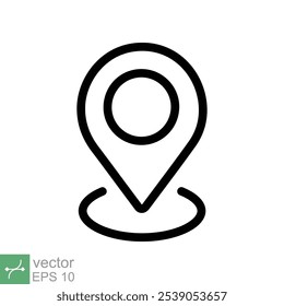 Ícone de local do PIN. Estilo de contorno simples. Marcador do mapa, posição do lugar, rótulo do globo, conceito da tecnologia gps. Ilustração de vetor de linha fina isolada no fundo branco. EPS 10.