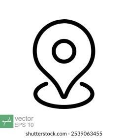 Ícone de local do PIN. Estilo de contorno simples. Marcador do mapa, posição do lugar, rótulo do globo, conceito da tecnologia gps. Ilustração de vetor de linha fina isolada no fundo branco. EPS 10.