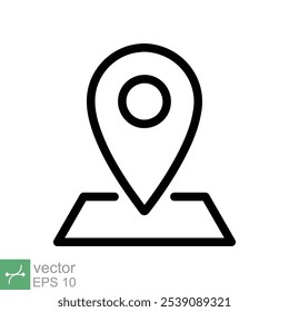 Ícone de local do PIN. Estilo de contorno simples. Marcador do mapa, posição do lugar, rótulo do globo, conceito da tecnologia gps. Ilustração de vetor de linha fina isolada no fundo branco. EPS 10.