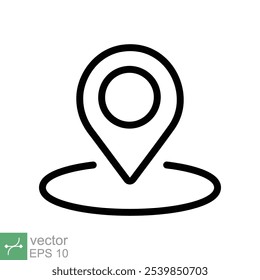 Ícone de local do PIN. Estilo de contorno simples. Marcador do mapa, posição do lugar, rótulo do globo, conceito da tecnologia gps. Ilustração de vetor de linha fina isolada no fundo branco. EPS 10.