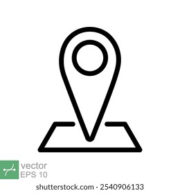 Ícone de local do PIN. Estilo de contorno simples. Marcador do mapa, posição do lugar, rótulo do globo, conceito da tecnologia gps. Ilustração de vetor de linha fina isolada no fundo branco. EPS 10.