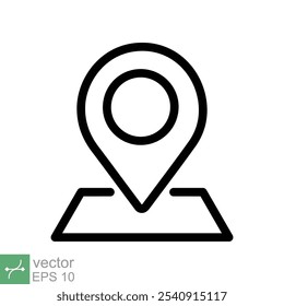 Ícone de local do PIN. Estilo de contorno simples. Marcador do mapa, posição do lugar, rótulo do globo, conceito da tecnologia gps. Ilustração de vetor de linha fina isolada no fundo branco. EPS 10.