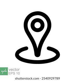 Ícone de local do PIN. Estilo de contorno simples. Marcador do mapa, posição do lugar, rótulo do globo, conceito da tecnologia gps. Ilustração de vetor de linha fina isolada no fundo branco. EPS 10.