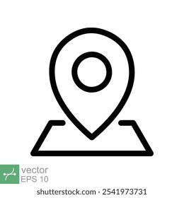 Ícone de local do PIN. Estilo de contorno simples. Marcador do mapa, posição do lugar, rótulo do globo, conceito da tecnologia gps. Ilustração de vetor de linha fina isolada no fundo branco. EPS 10.