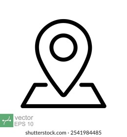 Ícone de local do PIN. Estilo de contorno simples. Marcador do mapa, posição do lugar, rótulo do globo, conceito da tecnologia gps. Ilustração de vetor de linha fina isolada no fundo branco. EPS 10.