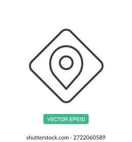Pin Location icon. Thin line icon vector