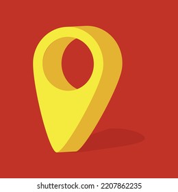 Pin location icon in yellow 3d Style