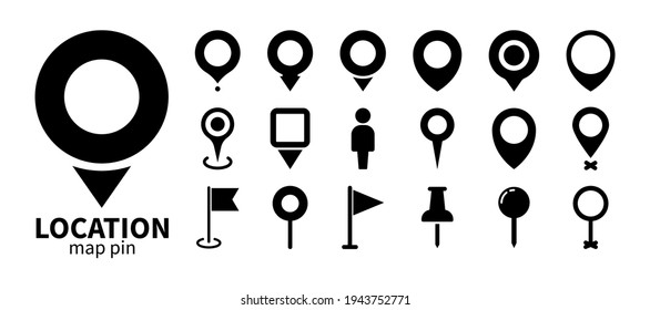 Pin Location icons. Point of location. Set of map pointer. Marker pointer. Vector illustration. Flat Map pin icons to mark location