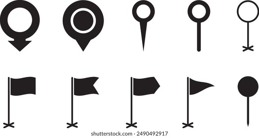 Pin-Standortsymbole. Standort. Satz von Kartenzeigern. Marker-Zeiger. Vektorillustration. Flache Map Pin-Symbole zur Markierung der Position