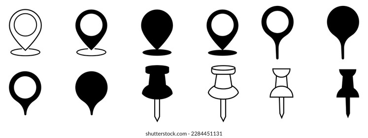 Pin Location icons. Point of location. Vector illustration. Flat Map pin icons to mark location