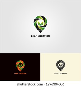 pin location icons templates, vector logo for business corporate, green leaf, nature,maps, illustrations -vector