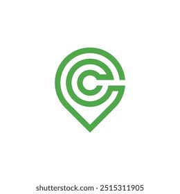 Modelo de vetor de design de logotipo C da Letra de Localização do Pin