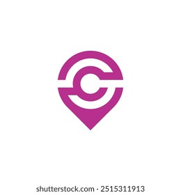 Pin Location Letter C logo design vector template