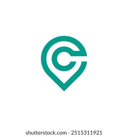 Pin Location Letter C logo design vector template