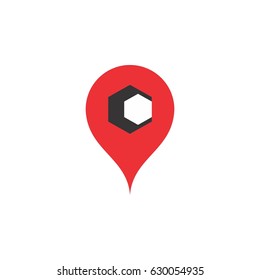 Pin location with letter C logo design