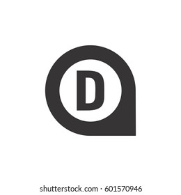 pin location with letter d  icon