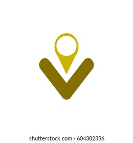 pin location with letter v logo