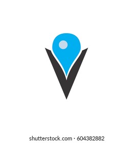 pin location with letter v logo