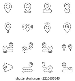 Pin Location Line Icon Set