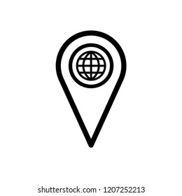 Pin Location. Locator Icon Vector on Line Art Style and White Background.