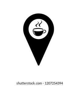 Pin Location. Locator Icon Vector on Glyph Style & White Background. EPS 10.