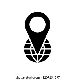 Pin Location. Locator Icon Vector on Glyph Style & White Background. EPS 10.