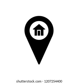 Pin Location. Locator Icon Vector on Glyph Style & White Background. EPS 10.