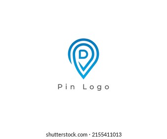 Pin Location Logo Concept sign icon symbol Design with Letter D. Vector illustration logo template