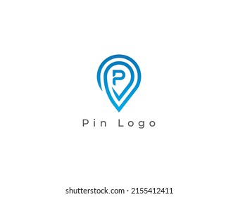 Pin Location Logo Concept sign icon symbol Design with Letter P. Vector illustration logo template