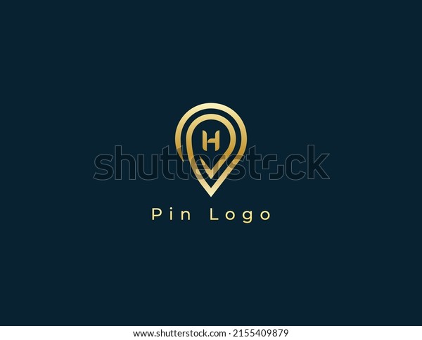 Pin Location Logo Concept sign\
icon symbol Design with Letter H. Vector illustration logo\
template