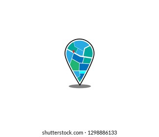 Pin location logo design template - Vector