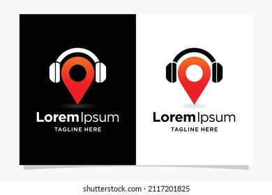 pin location logo with earphone concept