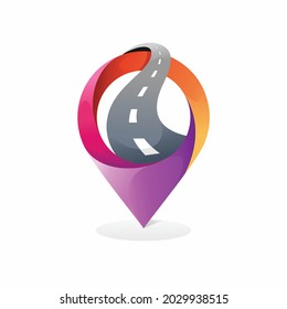 pin location logo with path concept