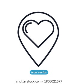 pin location love icon . happy romantic, valentine's day symbol vector illustration