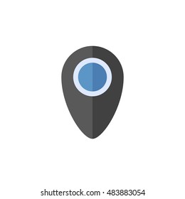 Pin location map icon in flat color style.