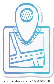 Pin Location Map Symbol im Sticker Farbstil.