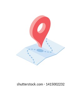 Pin location, map marker GPS, pointer. Vector 3d isometric color icon new flat style. Creative illustration, idea for infographics.