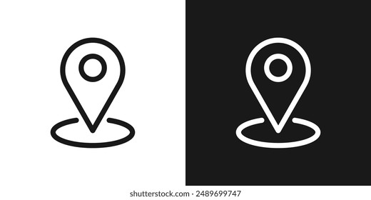 Pin location map outline icon symbol black and white set. Vector illustrator