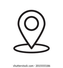 Pin Location Mark Sign Icon, Geo tag Vector Illustration. Map pointer icon. GPS location symbol. Flat design style. Location icon vector Eps10 thin line pin point, on white background.