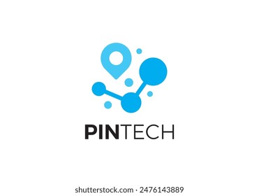 pin location with molecule technology logo vector design
