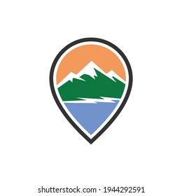 pin location with mountain landscape logo design 
pin location with mountain landscape vector illustration template	