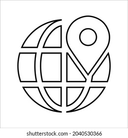 Pin, ubicación, navegación, icono global. Diseño de vector de contorno.