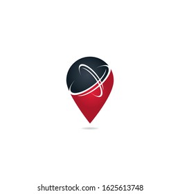 Pin location with network logo design. Modern and simple logo design for pin map and connection.	