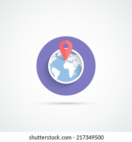 Pin location on the map world map.