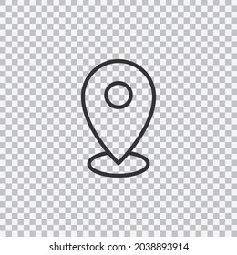 Pin location in outline style isolated on transparent background. Vector illustration.