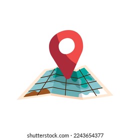 pin location in paper map icon