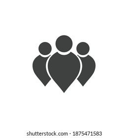 Pin Location People Icon Isolated on Black and White Vector Graphic