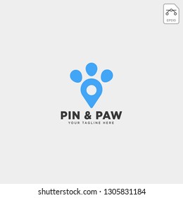 pin or location pet animal logo template vector icon