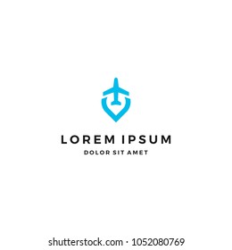 Pin Location and Plane Logo Design