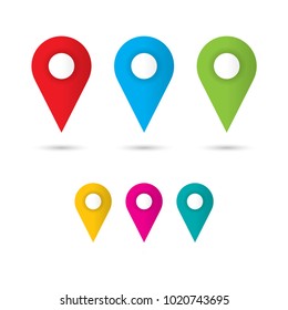 Pin location pointer. colorful pointer icon isolated white background